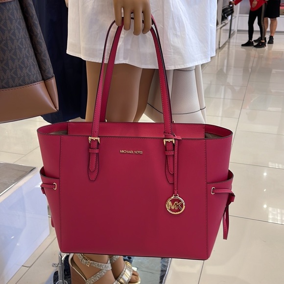 Michael Kors Handbags - Michael Kors Gilly Large Drawstring Travel Leather Top Zip Tote
Carmine Pink
NWT
